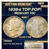 1936-s Mercury Dime TOP POP! 10c ms68 FSB SEGS