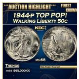 1944-p Walking Liberty Half Dollar TOP POP! 50c ms