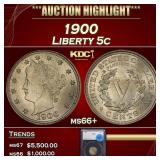 1900 Liberty Nickel 5c ms66+ SEGS