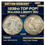 1939-d Walking Liberty Half Dollar TOP POP! 50c ms