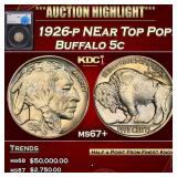 1926-p Buffalo Nickel NEar Top Pop! 5c ms67+ SEGS