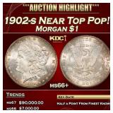 1902-s Morgan Dollar Near Top Pop! $1 ms66+ SEGS
