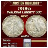 1916-d Walking Liberty Half Dollar 50c ms65+ SEGS