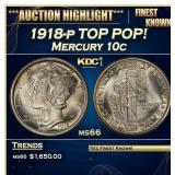 1918-p Mercury Dime TOP POP! 10c ms66 SEGS