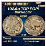 1924-d Buffalo Nickel TOP POP! 5c ms66 SEGS