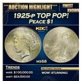 1925-p Peace Dollar TOP POP! $1 ms68 SEGS