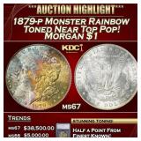 1879-p Morgan Dollar Monster Rainbow Toned Near To