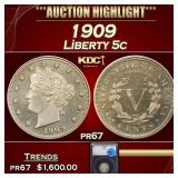 1909 Proof Liberty Nickel 5c pr67 SEGS