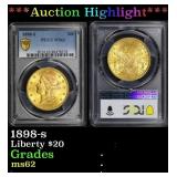 PCGS 1898-s Gold Liberty Double Eagle $20 ms62 PCG