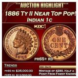 1886 Ty II Proof Indian Cent Near Top Pop! 1c pr65