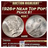 PCGS 1926-p Peace Dollar Near Top Pop! $1 ms66 PCG