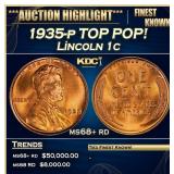 1935-p Lincoln Cent TOP POP! 1c ms68+ rd SEGS