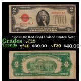 1928C $2 Red Seal United States Note Grades vf+