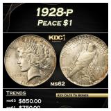 1928-p Peace Dollar $1 Grades Select Unc