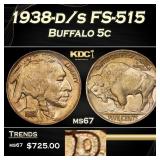 1938-d/s FS-515 Buffalo Nickel 5c Grades GEM++ Unc
