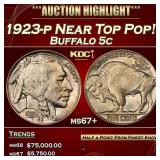 1923-p Buffalo Nickel Near Top Pop! 5c ms67+ SEGS