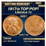 1917-d Lincoln Cent TOP POP! 1c ms67 rb SEGS