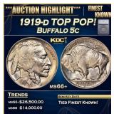 1919-d Buffalo Nickel TOP POP! 5c ms66+ SEGS