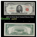 1963 $5 Red Seal United States Note Grades Select