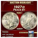 1927-d Peace Dollar $1 ms64+ SEGS
