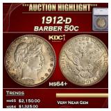 1912-d Barber Half Dollars 50c ms64+ SEGS