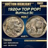 1920-p Buffalo Nickel TOP POP! 5c ms67+ SEGS
