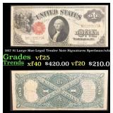 1917 $1 Large Size Legal Tender Note Grades vf+ Si