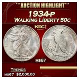 1934-p Walking Liberty Half Dollar 50c ms67 SEGS