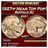 1927-p Buffalo Nickel Near Top Pop! 5c ms67+ SEGS