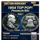 1954 Proof Franklin Half Dollar TOP POP! 50c pr68+