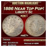 1886 Proof Liberty Nickel Near Top Pop! 5c pr67+ S
