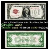 1928 $1 United States Note Ultra Rare Red Seal Gra