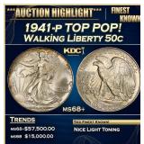 1941-p Walking Liberty Half Dollar TOP POP! 50c ms
