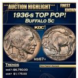 1936-s Buffalo Nickel TOP POP! 5c ms67+ SEGS