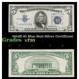 1934D $5 Blue Seal Silver Certificate Grades vf++