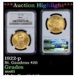 NGC 1922-p Gold St. Gaudens Double Eagle $20 ms61