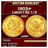 1903-p Gold Liberty Quarter Eagle $2 1/2 ms66+ SEG