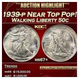 1939-p Walking Liberty Half Dollar Near Top Pop! 5
