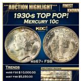 1930-s Mercury Dime TOP POP! 10c ms67+ FSB SEGS