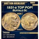 1931-s Buffalo Nickel TOP POP! 5c ms67+ SEGS