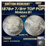 1878-p 7/8tf Morgan Dollar TOP POP! $1 ms66 PL SEG