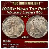 1936-p Walking Liberty Half Dollar Near Top Pop! 5