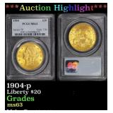 PCGS 1904-p Gold Liberty Double Eagle $20 ms63 PCG