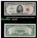1963 $5 Red Seal United States Note Grades Choice