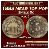 1883 Proof Shield Nickel Near Top Pop! 5c pr67 cam