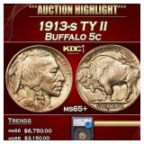 1913-s TY II Buffalo Nickel 5c ms65+ SEGS