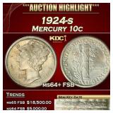 1924-s Mercury Dime 10c ms64+ FSB SEGS