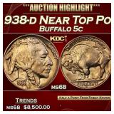 1938-d Buffalo Nickel Near Top Pop! 5c ms68 SEGS