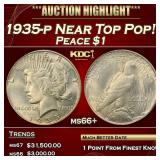 1935-p Peace Dollar Near Top Pop! $1 ms66+ SEGS