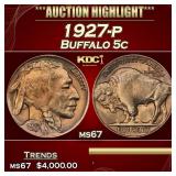 1927-p Buffalo Nickel 5c ms67 SEGS
